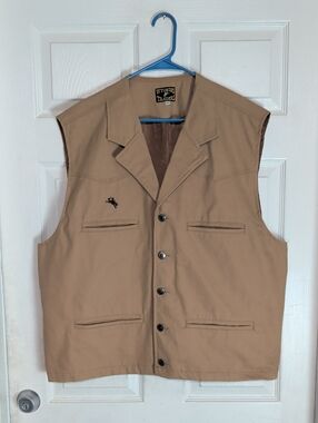 Wyoming Traders Mens Bronco Button Up Canvas Western Ranch Wear Cowboy Vest XXL